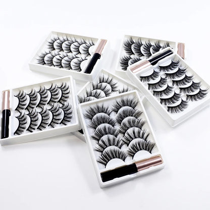 REDSIREN Natural Magnetic Lashes Makeup 1/5Pairs Reusable Magnetic False Eyelashes and Eyeliner Kit
