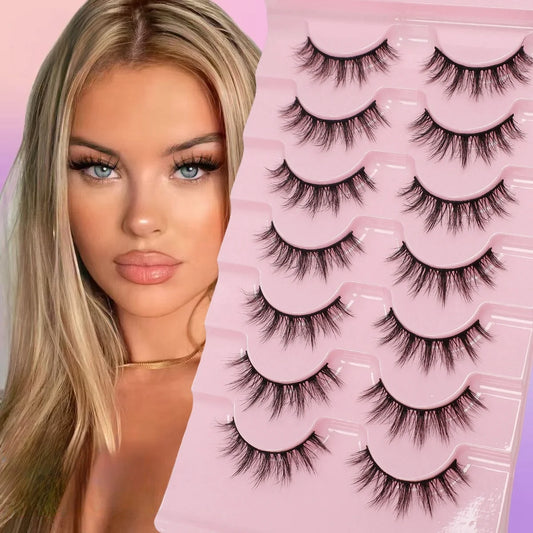 7 pairs of reusable fairy tale style false eyelashes - A-type doll natural appearance, long and curly, 10-12 millimeters, ultra-