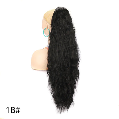Ponytail Extension 30 Inch Extra Long Drawstring Wavy Curly Ponytails Black Brown Synthetic Fiber Fake Hair piece for Women