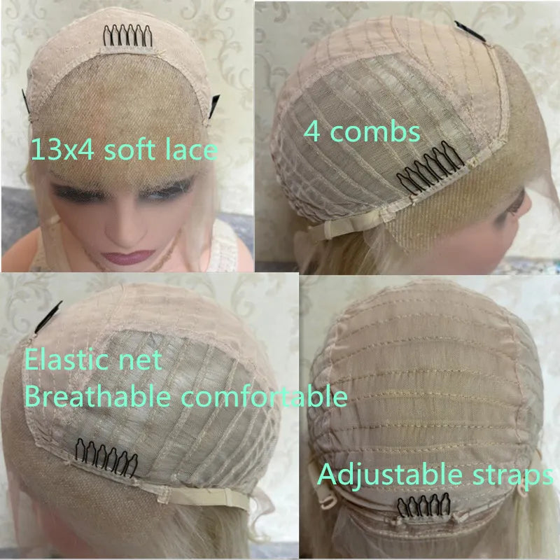 Lace Front Wig Long Wave Curly Women Wigs High Heat Protected Ombre Golden Blonde 13x4 Synthetic Wigs that look like human hair
