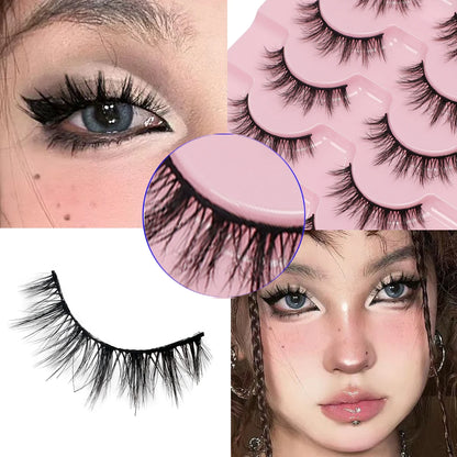7 pairs of reusable fairy tale style false eyelashes - A-type doll natural appearance, long and curly, 10-12 millimeters, ultra-