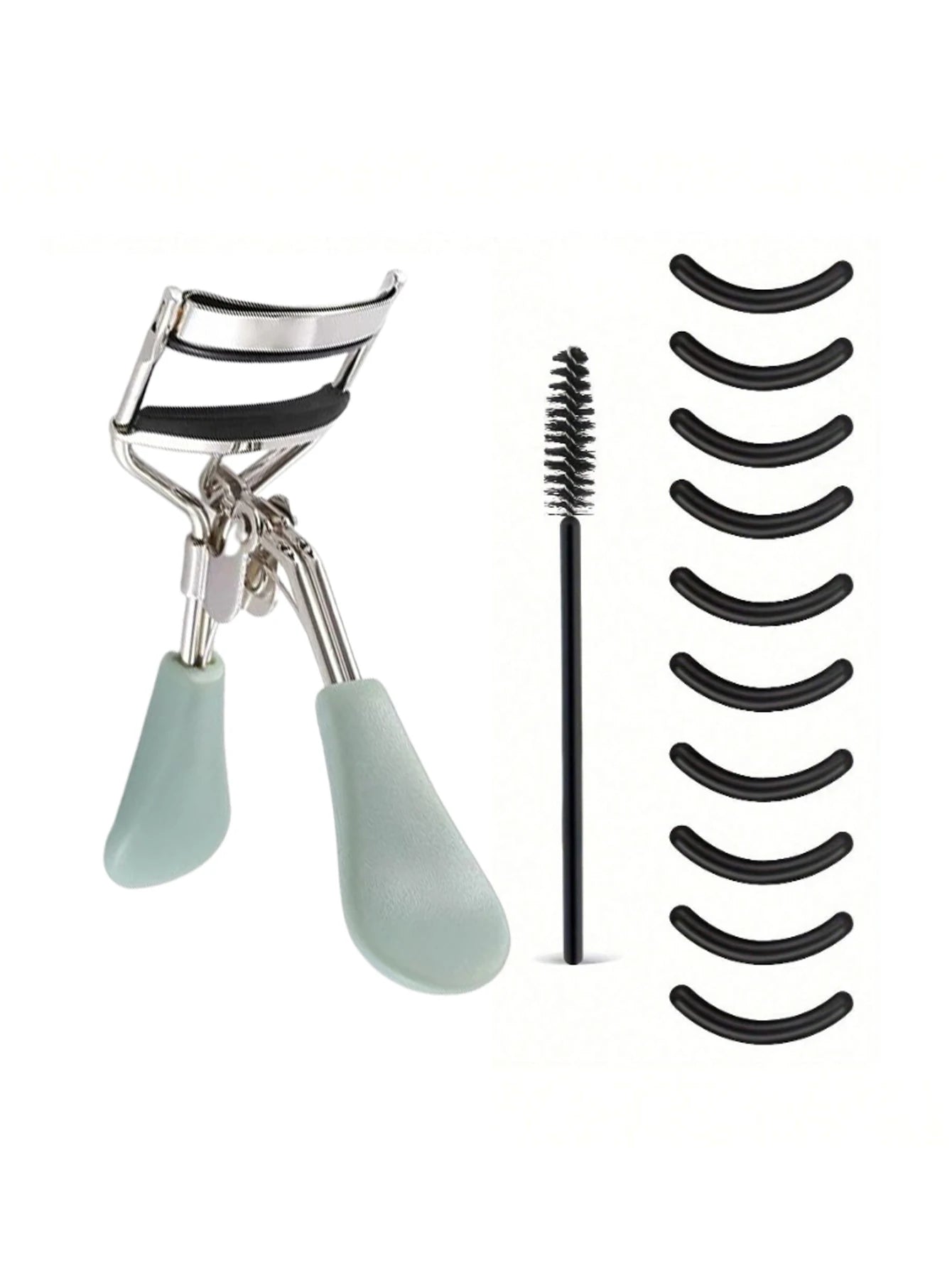 1pc Eyelash Curler With Built-In Comb For Long-Lasting Curled Lashes, Travel & Student Makeup Essential With 10 Silicone Pads, 1