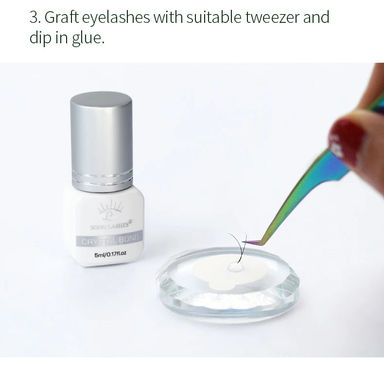 SONG LASHES Eyelash Extension Glue Individual False Lashes Transparent Clear Adhesive Kit for Professional Use 1-2 Sec Dry Time