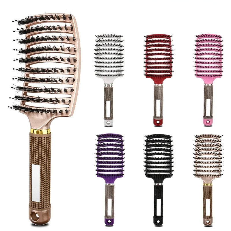 Hairbrush Bristle&Nylon Women Wet Curly Detangle Hair Brush Hair Brushes Scalp Massage Comb for Salon Hairdressing Styling Tools