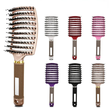 Hairbrush Bristle&Nylon Women Wet Curly Detangle Hair Brush Hair Brushes Scalp Massage Comb for Salon Hairdressing Styling Tools