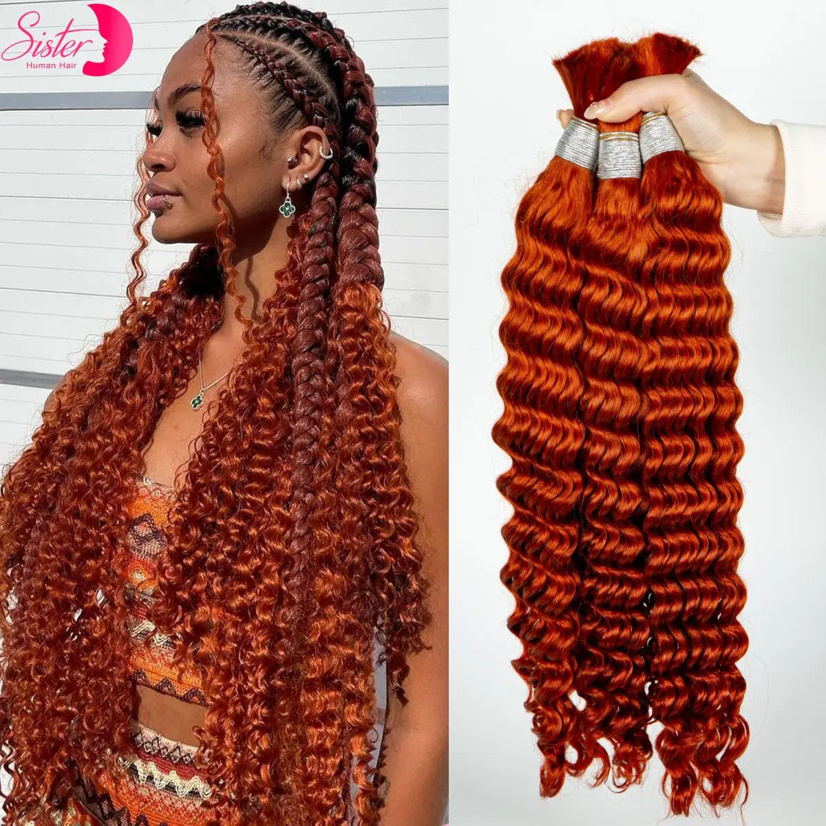 Deep Wave Bulk Human Hair for Boho Braids No Weft 100% Virgin Human Hair Bulk for Braiding Curly Extension Bundles for Women