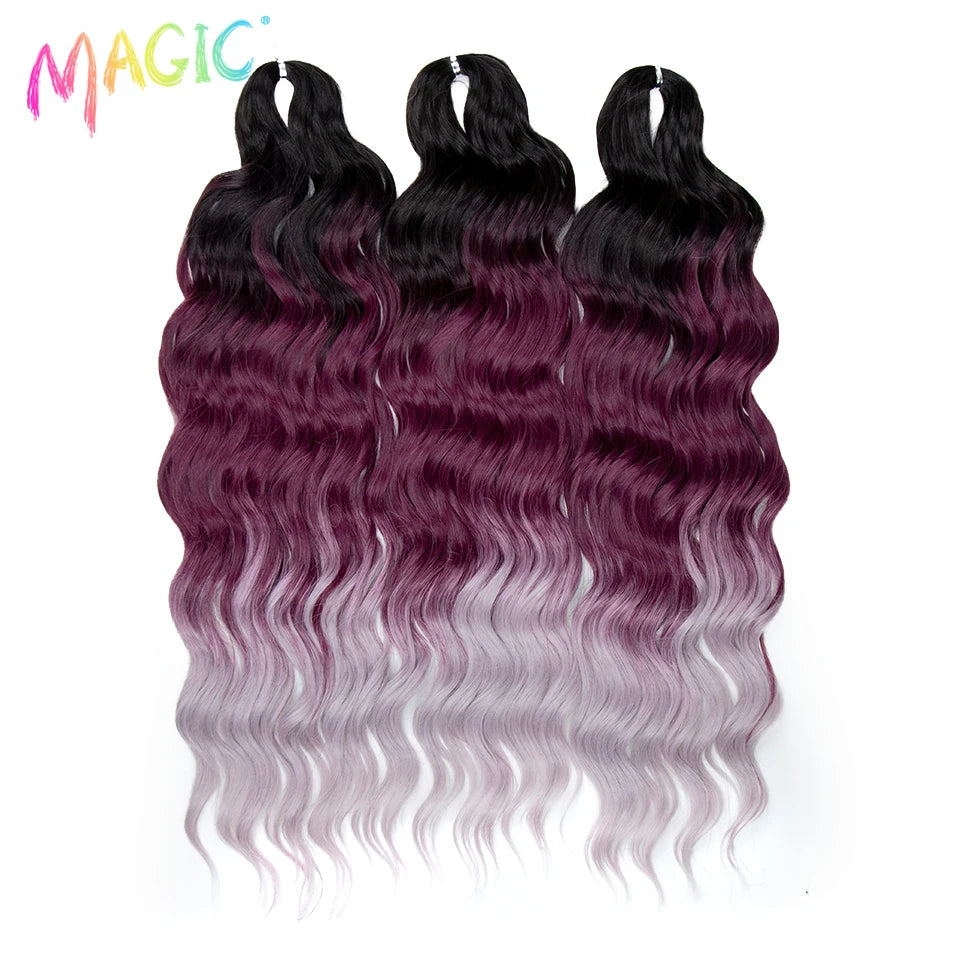 Magic Hair Synthetic Loose Deep Wave Braiding Hair Extensions 24 Inch Water Wave Braid Hair Ombre Blonde Twist Crochet Curly Hai