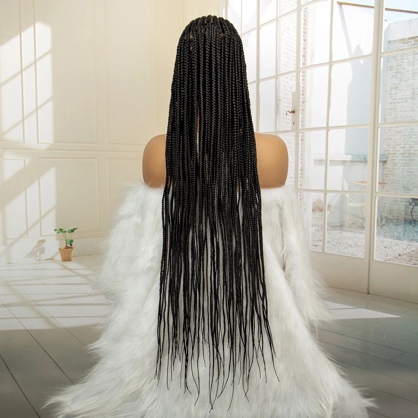 Full Lace Braided Wig Synthetic Braid Wigs Lace Frontal Wig with Baby Hair Box Braided Wig for Black Women Knotless Braid Wigs