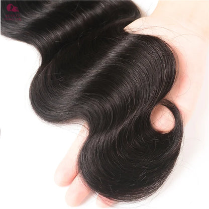 Indian Body Wave Virgin Hair Weaves 3 Bundles With 4*4 Lace Closure Natural Unprocessed Virgin Human Hair Extensions