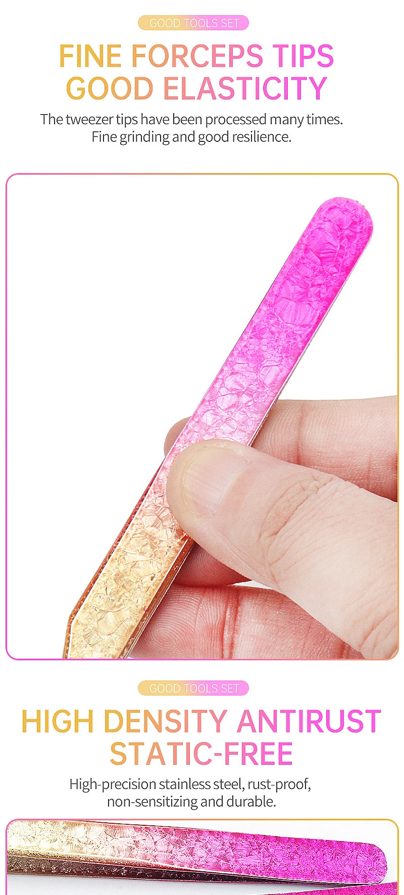 1 Pc Eyebrow Tweezers for Lashes Artists Ice Flower Anti-Static Stainless Steel Eyelash Extension Makeup Tweezer Tools