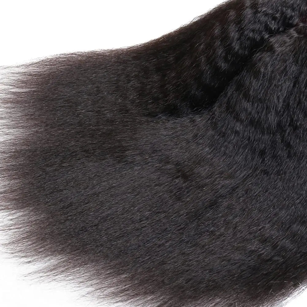 Brazilian Kinky Straight 1/3 Bundles Remy Yaki Straight Bundles Human Hair Extensions Natural Color Human Hair Weave