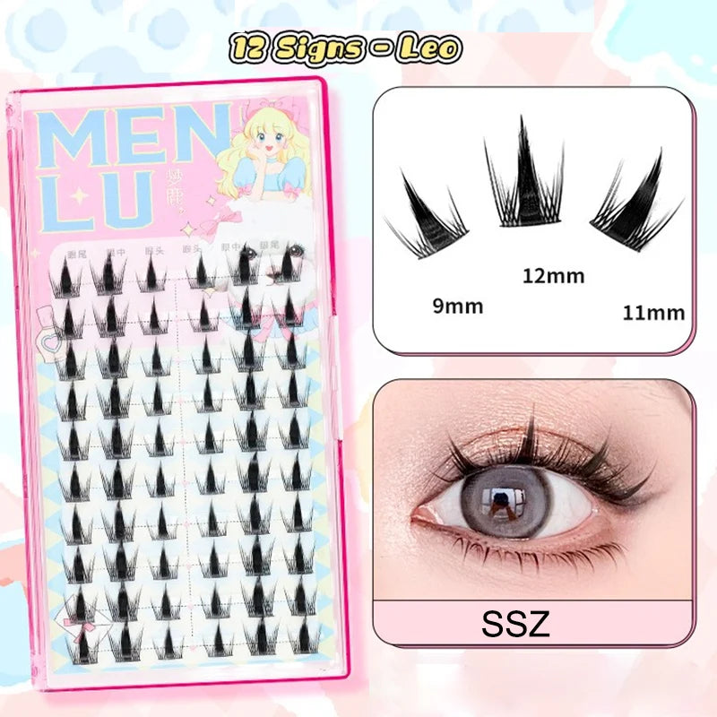 New Doll Lashes Extension Natural Cat Eye False Eyelashes Cosplay Makeup Cross Strip Eye Lashes Handmade Manga Anime Lash