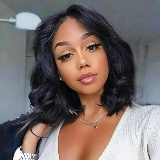 Peruvian Hair 13x4 Transparent Lace Frontal Wig Body Wave Bob Wig Human Hair Wigs Virgin Remy Hair Lace Front Wig Natural Color