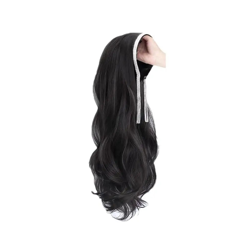 Women's Long Hair Headband  Synthetic  Wig Integrated Long Curly Hair Detachable U-shaped Half Head Cover Wig