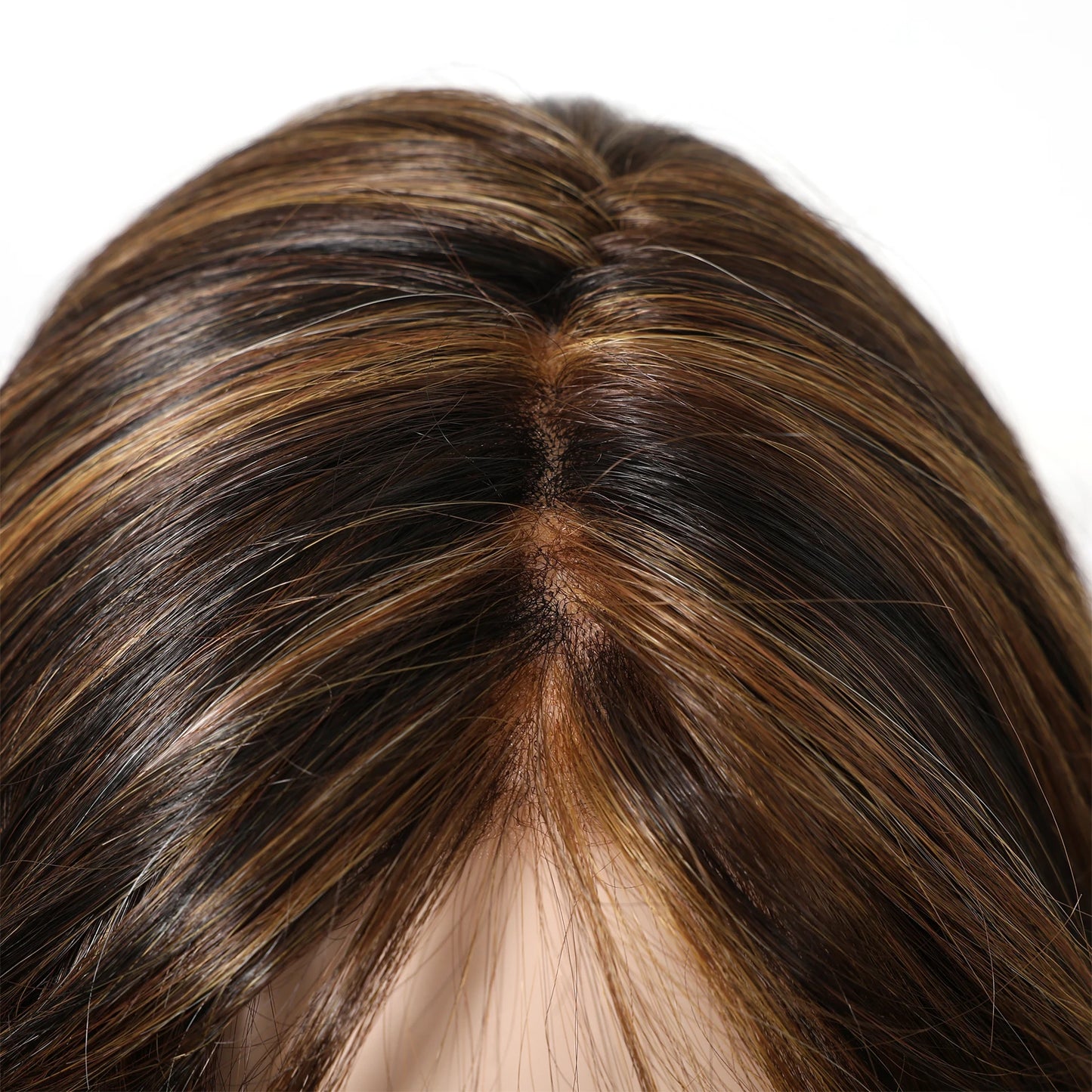 Long Wavy Curly Lace Front Synthetic Wigs for Women Brown With BLonde Highlights MONO Top Wigs Free Part Futura Wigs Glueless