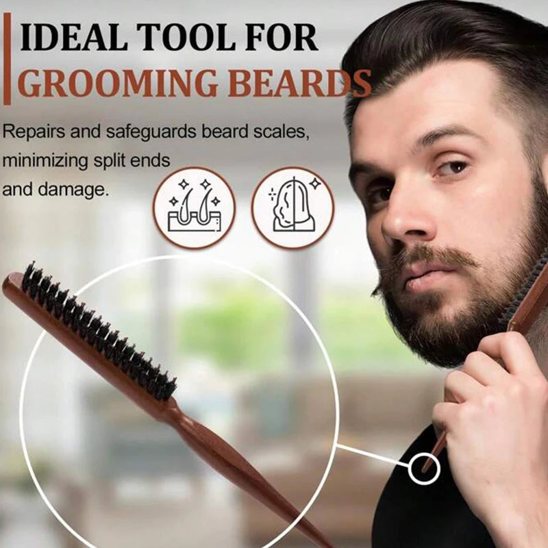 Hair Brushes With Bristles2pcs, Hair BrushBristles With Wooden Handle, ProfessionalHair Brushes For Home And Salon