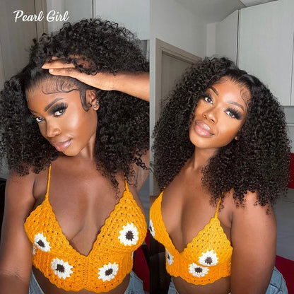 Afro Kinky Curly Bob Wigs 13x6 13x4 HD Lace Front Wigs Human Hair Glueless Wig Pre Plucked for Women Natural Black Color Bob Wig