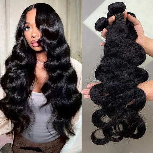 24inch Body Wave Human Hair Bundles 100% Brazilian Raw Human Hair 1/3/4 Bundles for Women 10A Thick Bundles 3 Days Delivery
