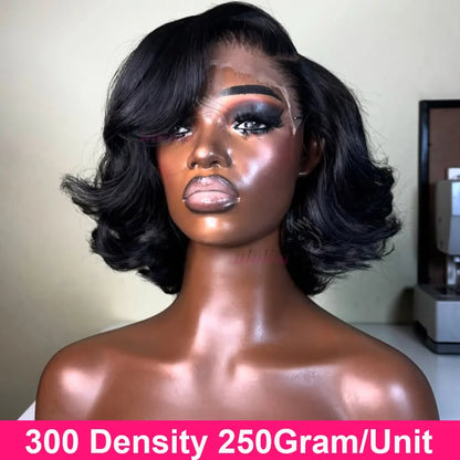 100% Malaysia Hair 300 Density Double Drawn P4 27 Ombre Highlight Bouncy Wave Wear and Go 4x4 Glueless Human Hair Bob Curly Wigs