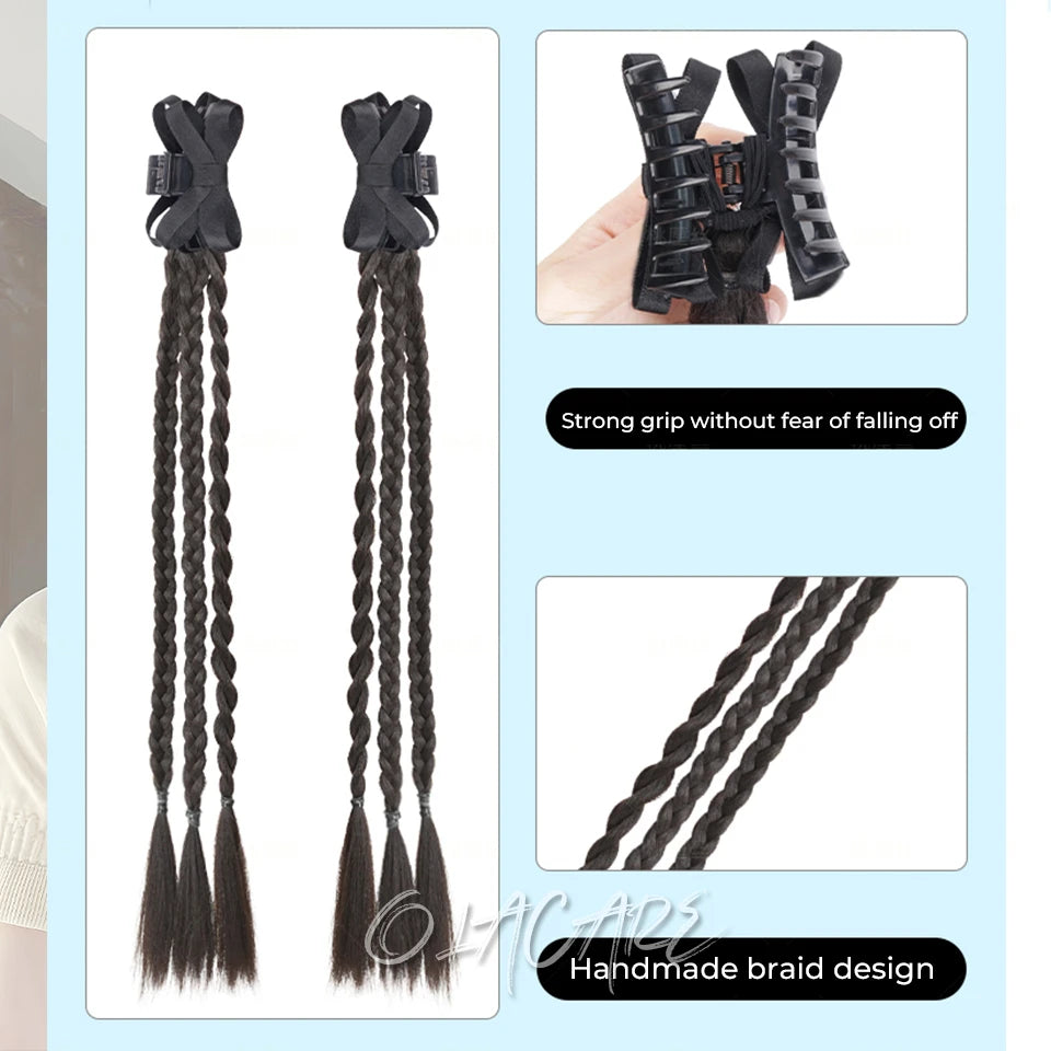 Ponytail Extension Bow Claw Curly Wavy Clip in Hairpiece Ponytail Hair Extensions Long Pony Tail Synthetic for Women Girl Daily