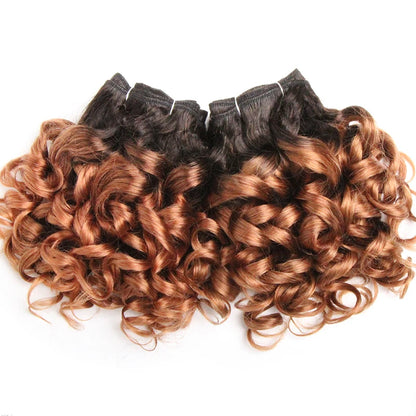 Human Hair Bundles 6 Bundles Ombre Bouncy Curl Bundles For Women Natural Brazilian Hair Weaves 200G For A Full Head Blonde T1B30