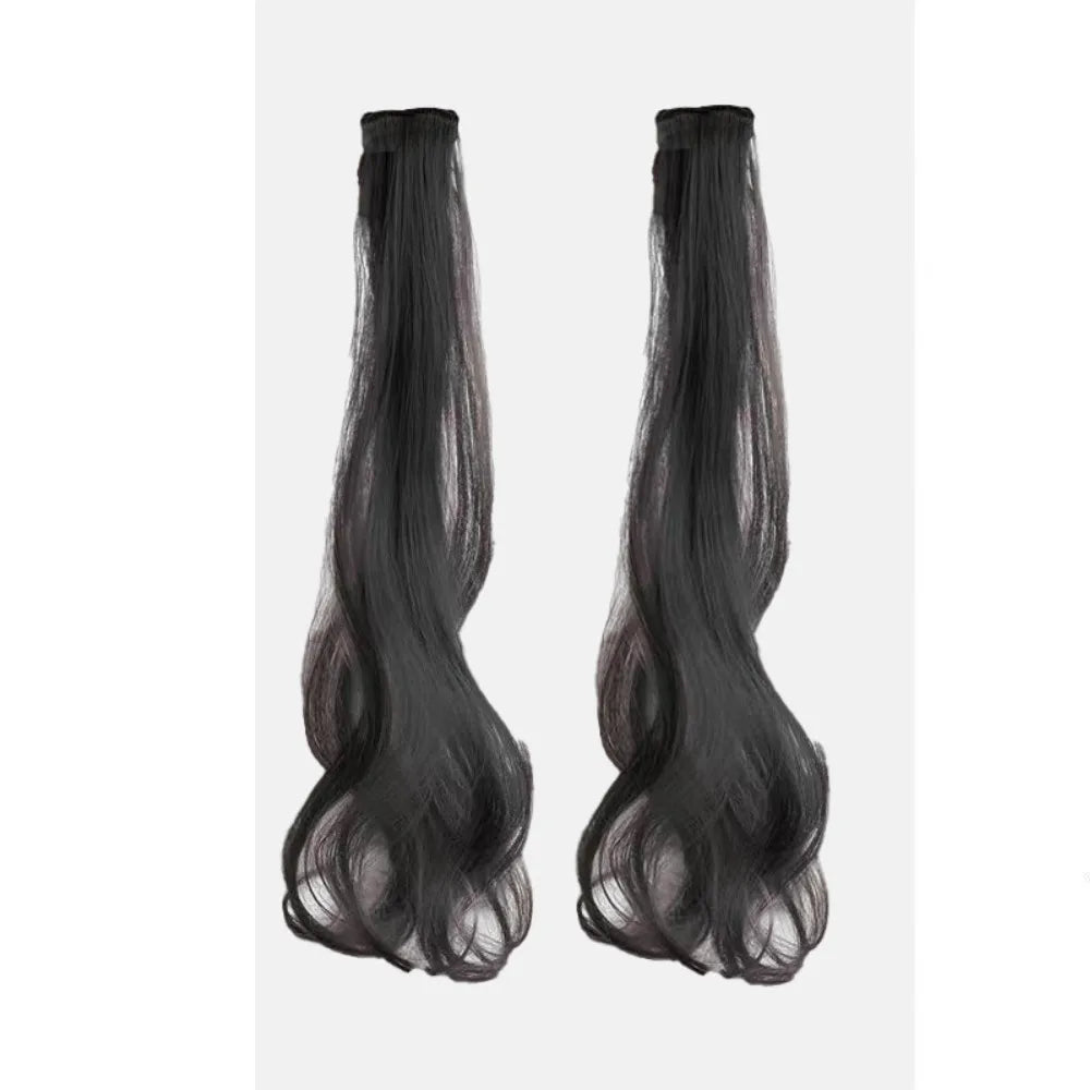 Synthetic Wigs 1 Pair 50Cm Fashion One-piece Slightly Curly Highlights Wig Natural Seamless Hair Accessories