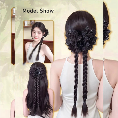 Ponytail Extension Bow Claw Curly Wavy Clip in Hairpiece Ponytail Hair Extensions Long Pony Tail Synthetic for Women Girl Daily