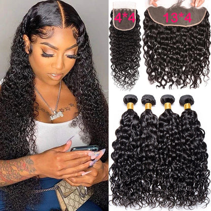 12A Malaysian Hair Bundles With Frontal Kinky Curly Bundles With Frontal 13x4 Ear to Ear Lace Frontal Human Hair Weave Extension