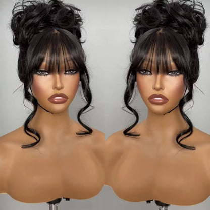 360 Full Lace Frontal Wig Fringe Body Wave Lace Front Wig Human Hair Wigs With Bangs Glueless Brazilian Wigs On Sale Clearance