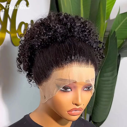 360 Full Lace Wig 100% Human Hair Afro Kinky Curly Wig for Black Woman Pre Plucked Natural Color 360 HD Lace Frontal Curly Wig