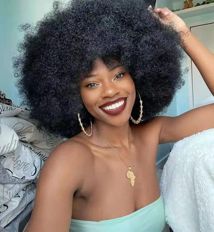 Afro Wigs Curls Short Curly Afro Kinky Wig 70s Bouncy Human Wigs Cosplay and Daily Two Styles Wigs