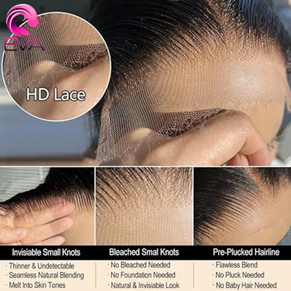 Invisible 5x5 HD Lace Closure Melt Skin Pre Plucked HD Transparent Lace Straight 6x6 7x7 HD Lace Closures Only 100% Human Hair