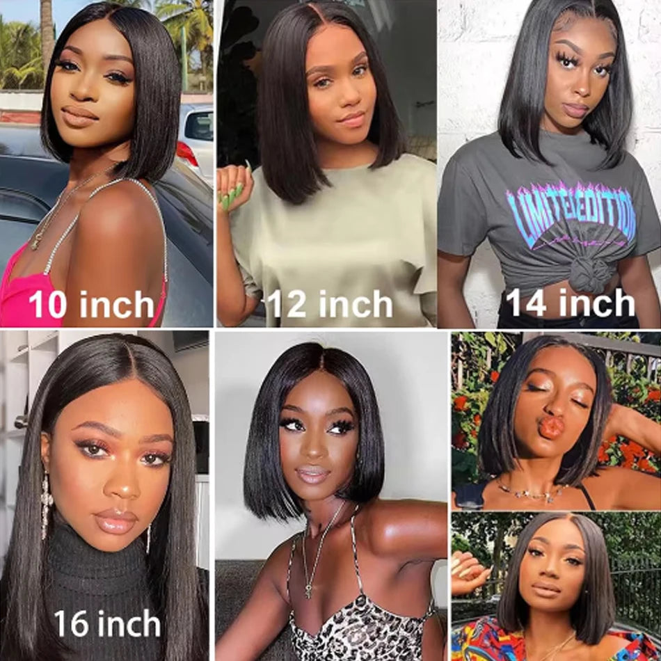 Glueless Wigs 13x4 Short Bob Wigs Bone Straight Lace Front Human Hair Wigs for Women Brazilian HD Transparent Lace Frontal Wigs
