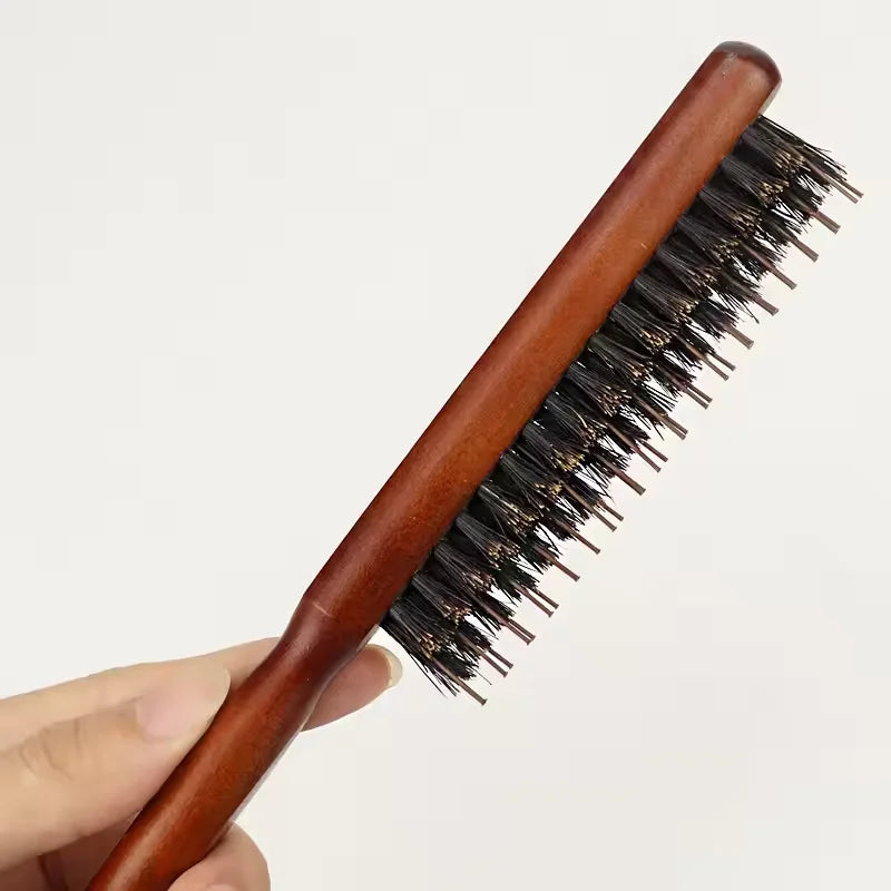 Hair Brush Boar Bristle Wooden Slim Line Comb Hairbrush Professional SalonExtension Hairdressing DIY Styling Tools Scalp Massage