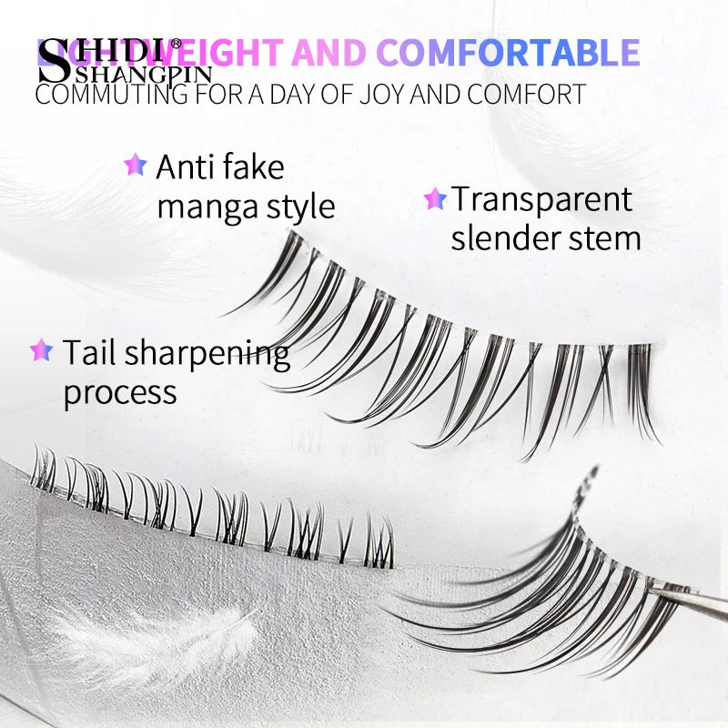Manga Lashes 5 Pairs Anime Cosplay Faux Mink Lashes Korean Natural short Full Strip Lashes Clear Band Soft Eyelashes Extension