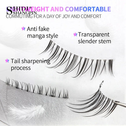 Manga Lashes 5 Pairs Anime Cosplay Faux Mink Lashes Korean Natural short Full Strip Lashes Clear Band Soft Eyelashes Extension