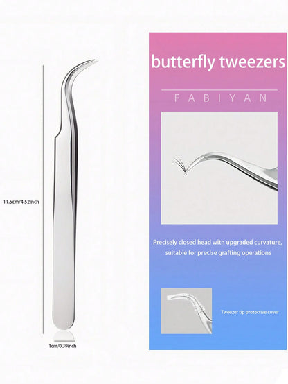 4PCS Eyelash Extensions Tweezers Set  Stainless Steel Tweezers for DIY Lash Extension and Removal Eyebrow Tweezers Nippers Eyela