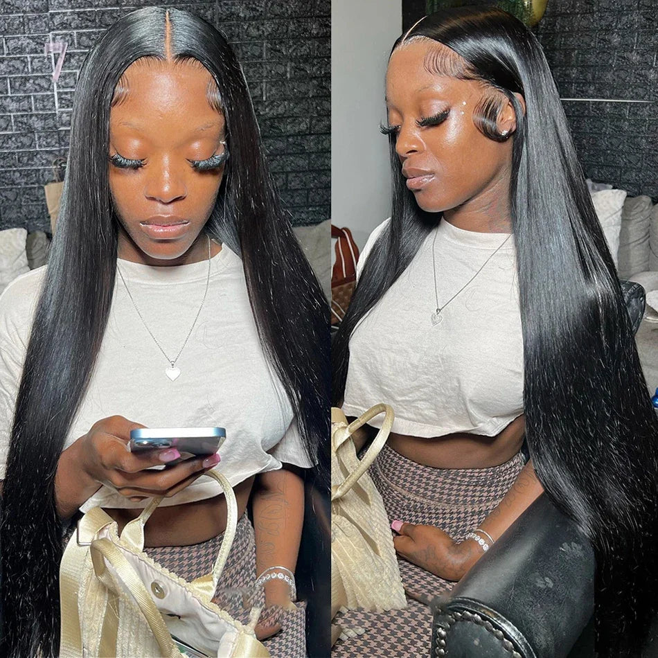 360 Full Lace Wig 13x6 Lace Front Human Hair Wigs For Women 30 34 Inch Brazilian Bone Straight Transparent Lace Frontal Wig 200%