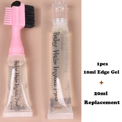 *Hair Styling Edge Control Gel With Brush For Baby Hair Portable Hair Fixative Gel Hair Cream For Natural Hair Africa 10Ml