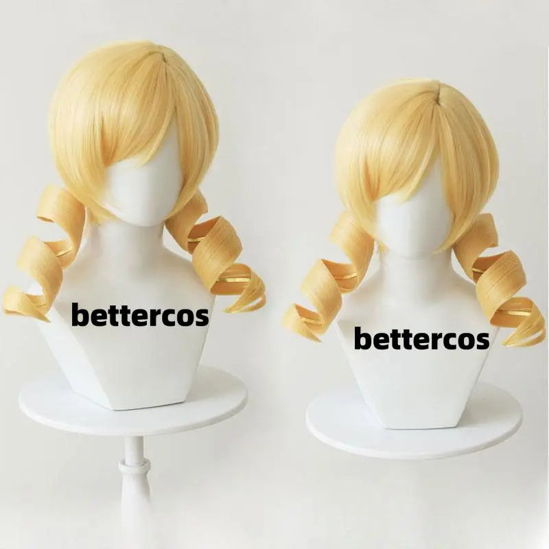Puella Magi Madoka Magica Tomoe Mami Cosplay Wig Golden Blonde Synthetic Wavy Hair Women Wigs Costume Party Prop