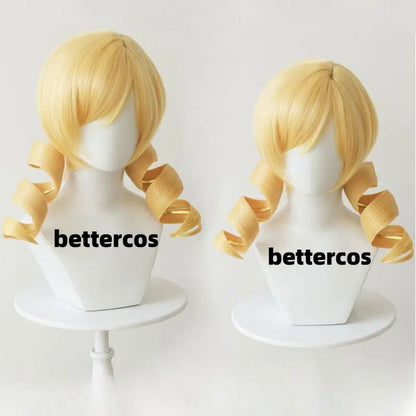 Puella Magi Madoka Magica Tomoe Mami Cosplay Wig Golden Blonde Synthetic Wavy Hair Women Wigs Costume Party Prop