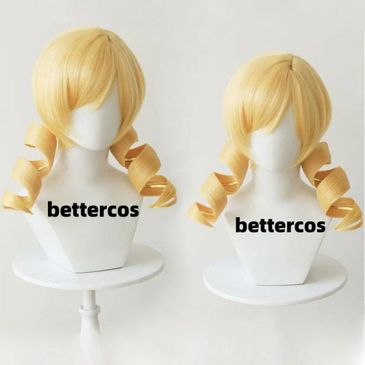 Puella Magi Madoka Magica Tomoe Mami Cosplay Wig Golden Blonde Synthetic Wavy Hair Women Wigs Costume Party Prop