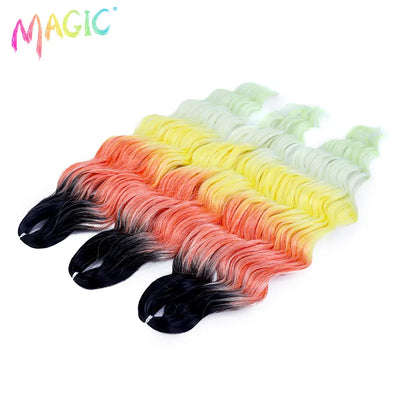 Magic Hair Synthetic Loose Deep Wave Braiding Hair Extensions 24 Inch Water Wave Braid Hair Ombre Blonde Twist Crochet Curly Hai