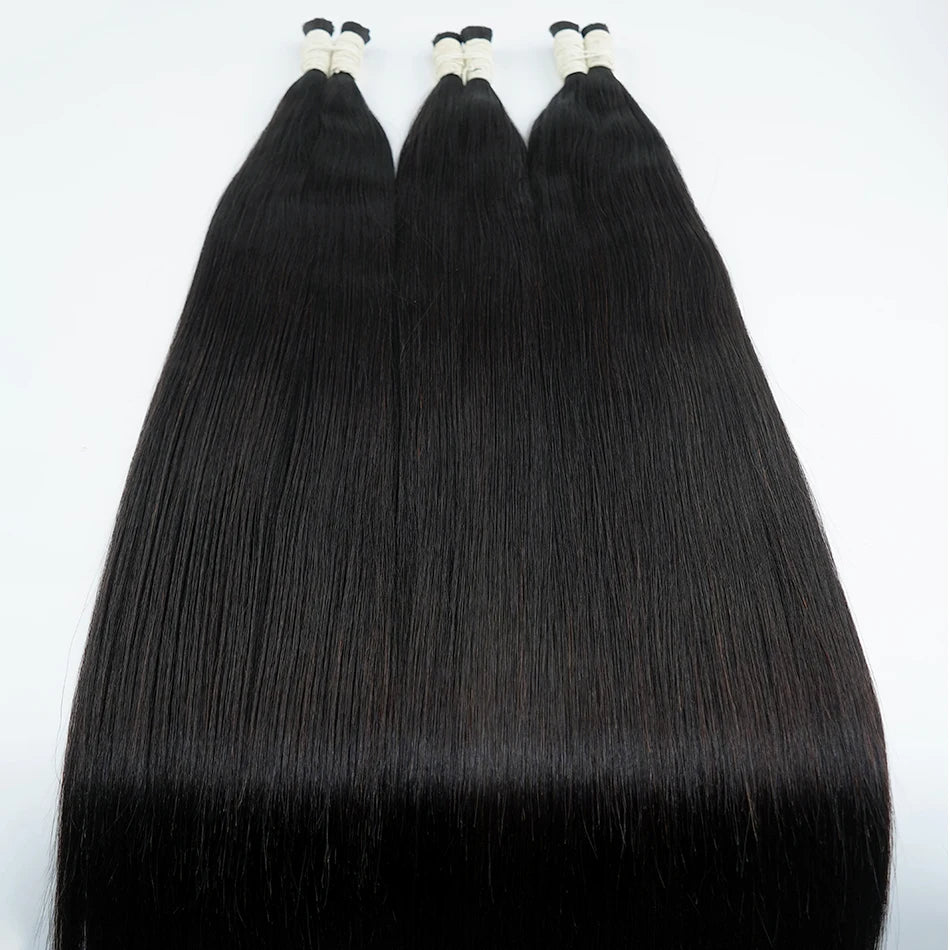 16A Vietnamese Double Drawn Human Hair Bulk Boho Braids Hair Extensions Short Hair Less Bone Straight No Weft 300g 613#