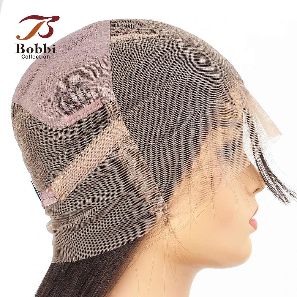 Full Lace Wig Human Hair Wig Silky Straight Pre-Plucked Transparent Lace Wig with Baby Hair Natural Color Virgin Remy Hair BOBBI