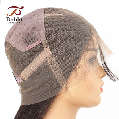 Full Lace Wig Human Hair Wig Silky Straight Pre-Plucked Transparent Lace Wig with Baby Hair Natural Color Virgin Remy Hair BOBBI