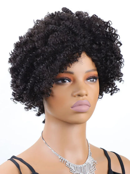 Synthetic Natural Messy Medium Length Curly Black Hair Synthetic Wig Daily Gatherings Halloween High Quality Wigs  For Women