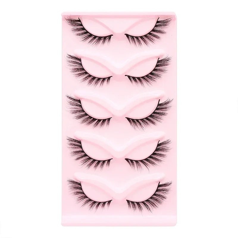 5 Pairs Cat Eye Lashes Faux Mink Eyelashes Natural long Manga Lashes Winged End Eye Elongated Eyelashes Fake Lashes Makeup