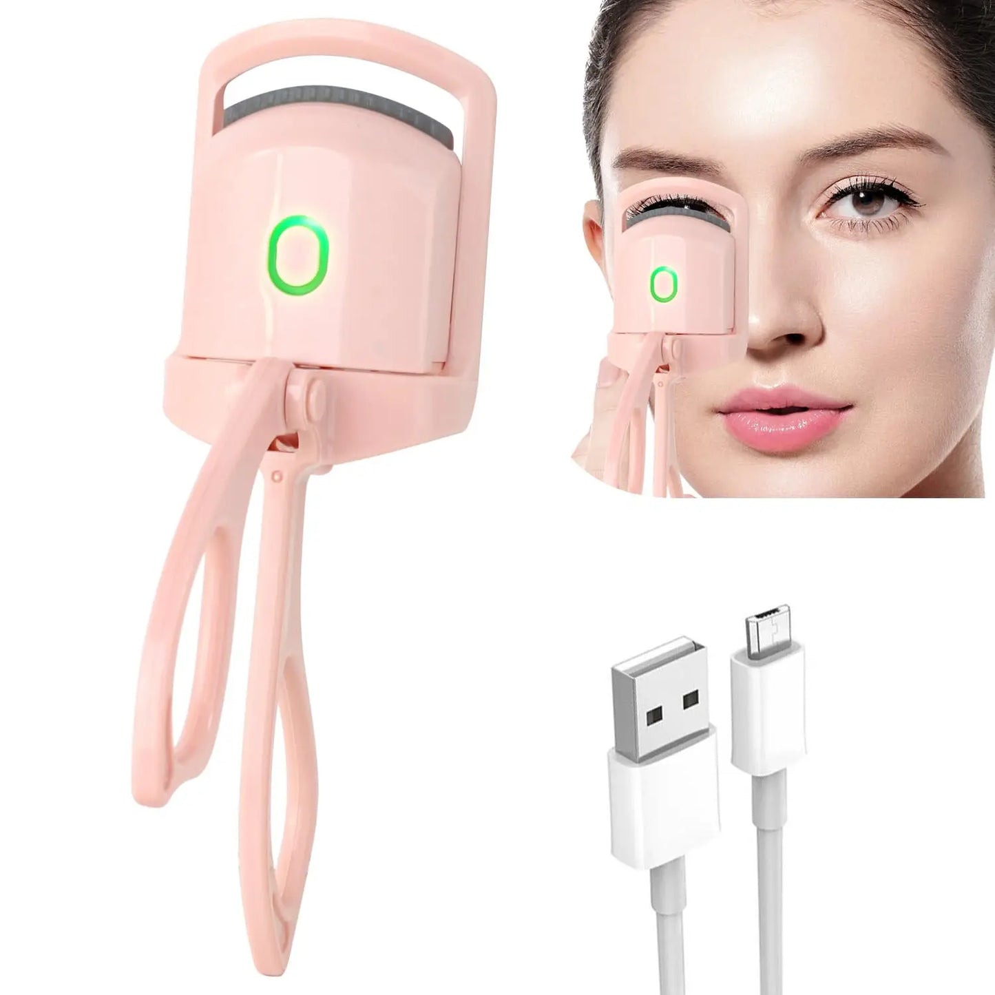 Heated Eyelash Curler Electric Lash Curler Long Lasting Natural Curling USB Rechargeable Quick Heating Eye Lashes Curling Tool