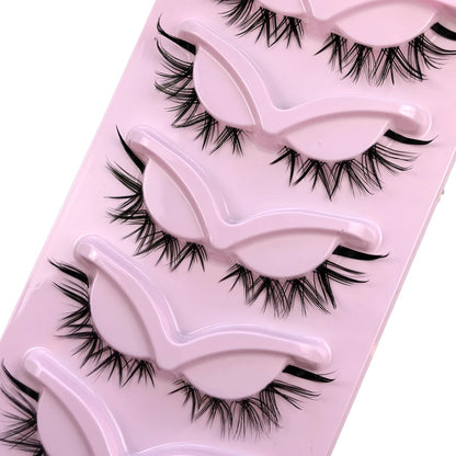 HBZGTLAD Cat Eye Lashes Natural Look Fox False Eyelashes Gorgeous Wispy & Lightweight Faux Mink Lashes for Doll Eye Makeup